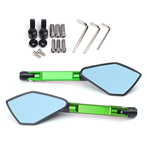に適合するカワサキ ニンジャ 125 Z125 Z125PRO 2015 2016 2017-2022 モーターサイクルリアビューミラーブルーアンチグレアサイドミラーロゴCNCアルミニウム ミラー (色 : 緑)