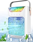 Asingleer Instantly and Continuously Cooling Portable Air Conditioners Fan with 3 Speeds, 2 Mist Settings, 650 mL, 7 Color Lights, Mini Personal Evaporative Air Cooler for Room, Camping, Car, Office