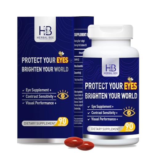 Herbal Bee Eye Supplement - Lutein 10mg Meso-Zeaxanthin 10mg Zeaxanthin 2mg - Eye Vitamins Supports Vision Blue Light Protection & Macular Health - Natural Antioxidant Formula | 90 Softgels
