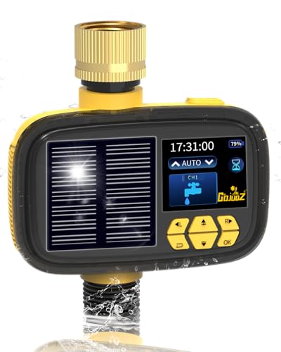 GDJUQZ Solar Sprinkler Timer, Hose Timers for Watering - Programmable Water Timer for Garden/Yard...