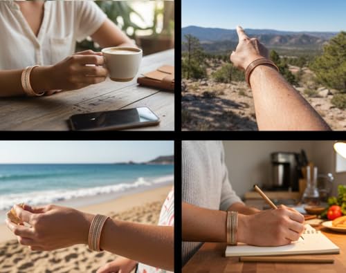 Image of Touchstone copper bracelets | gift for men women |adjustable 100% pure solid real magnetic jewelry | handmade bracelet set combo | rope braided tibetan bangles.