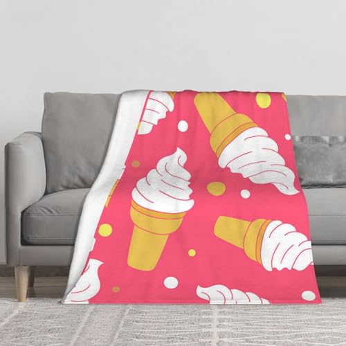 BYwenhopnbs Manta de Franela Suave, Gruesa, cómoda y acogedora para sofá, de 152 x 127 cm, con diseño de Helados Frescos de Verano.
