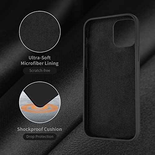 Cordking Designed for iPhone 12 Case, Designed for iPhone 12 Pro Case, Silicone Shockproof Phone Case with [Soft Anti-Scratch Microfiber Lining] 6.1 inch, Black - Thumbnail 5