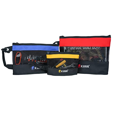 Small Tool Bag,Stand-Up Zipper Pouch Heavy Duty Multi-Purpose Storage Bags,Red/Blue/Yellow,3-Pack #TOP28
