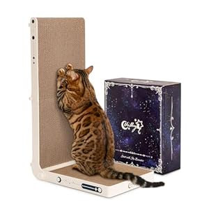 Cat Scratcher, 25.3 Inch Double Sided L Shape Cat Scratching Board, No Assembly Cat Scratch Pads with Ball Toy, Cat Scratchers for Indoor Cats & 3X Catnip, Large