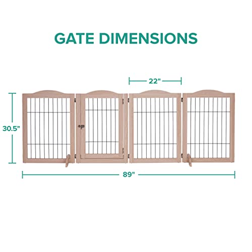 Arf Pets Dog Gate with Walk Through Door, 4 Panel 360° configurable Freestanding Wooden Wire Fence, 80\" Wide, 31.5\" Tall, Foldable, Support Feet Included, for The House - Indoor Use - Thumbnail 3