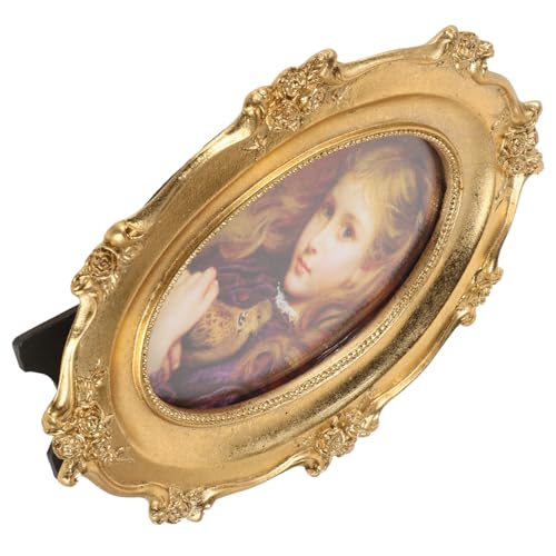 ZUNOXAZ Marco De Fotos Ovalado Vintage Soporte De Mesa y Pared Para Decoración De Hogar Marco De Retro Para Recuerdos y