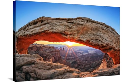ART.COM Stretched Canvas Print Famous Sunrise at Mesa Arch in Canyonlands National Park, Utah, USA by prochasson frederic, 36" x 24"