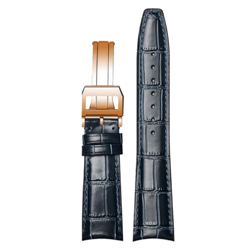 Bracelet montre cuir crocodile avec boucle déployante anti-chute