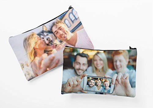 Neceser para Maquillaje - Viajes - Personalizado con tu Foto, Texto, Nombre - Estuche, Bolsa de Lino Personalizada, para Cosméticos,Regalo Mujer, Abuela, cumpleaños