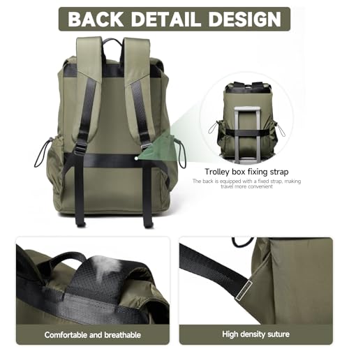 Flap Backpack for Men Fits 15.6 Inch Laptop Travel Backpack Waterproof Daypacks Backpacks for College Traval Hiking Work Olive Green4