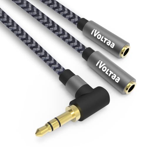 iVoltaa 3.5mm Metal Braided Aux (Auxiliary) to 2X Female Aux Audi...