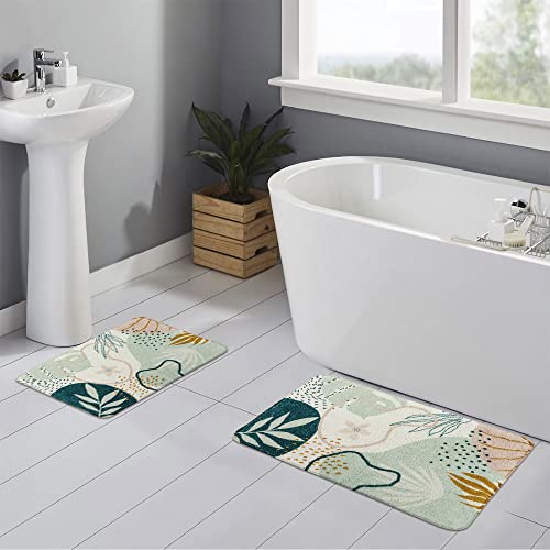 Uphome Bathroom Rugs Cute Green Plant Bath Mat Non-Slip Abstract Printed Bath Rug Soft Machine Washable Boho Floor Mats Aesthetic Design For Bathroom Tub Shower,18''X25'' #TOP6