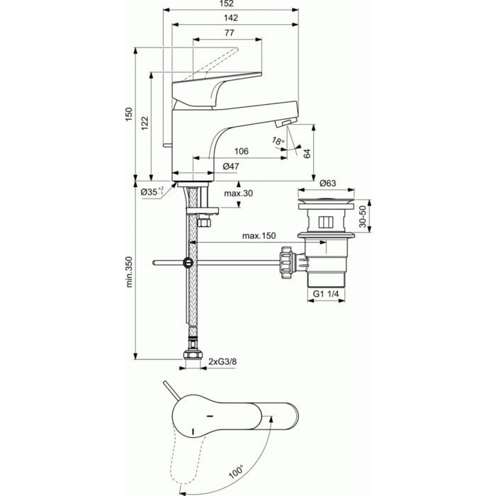 Mitigeur lavabo - Olyos - Porcher - Monotrou C3