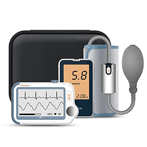 Wellue Checkme Pro Suit Bluetooth Portable Heart Monitor, Sleep Tracker, Upper Arm Blood Pressure Monitor for Family Healthcare with Free APP and PC Software