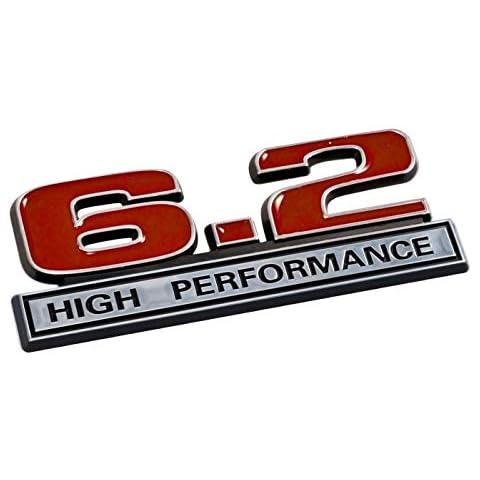6.2 Liter High Performance Emblem in Red and Chrome Cover