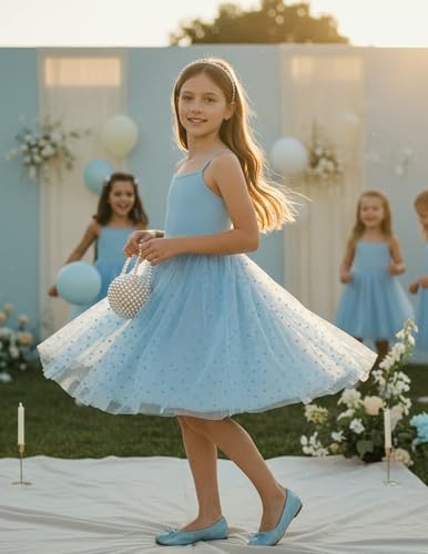 Image of PATPAT Girl's Tulle Dress Tutu Party Birthday Poster Formal Fancy Flower Princess Dresses