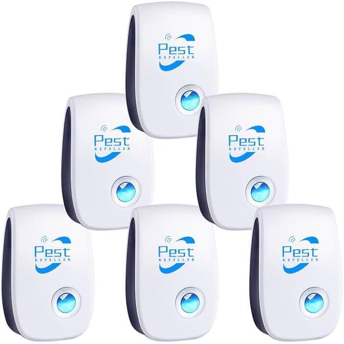 Repelente ultrasónico antiroedores insectos, 6 unids ultrasónico anti mosquitos ultrasonidos ratón y ratas, interior repelente electrónico insectos para ratones, ratas hormigas arañas mosquitos