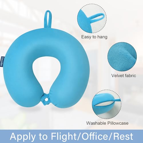 Image of Neck Pillow for Travel Comfortable Travel Pillows U Shape Memory Foam Airplane Pillow Support Neck and Head Portable Neck Pillows Suitable for Airplane, Trains, Self-Driving Cars, Lake Blue Color