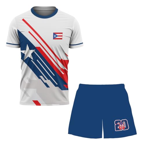 Personalized Puerto Rico Soccer Jersey, Custom Name Number Puerto Rican Soccer Jersey Puerto Rico Football Jersey Uniform Men (US, Alpha, X-Small, 5X-Large, Regular, Regular, PR1)