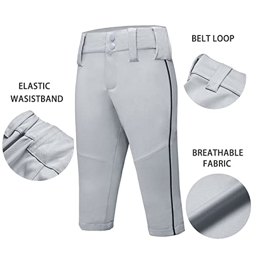 Qbk 2T/3T/4T/5T/6T/7T Toddler Boy's Knicker Baseball Pants With Side Piping/Braid（Grey 7T） #TOP3