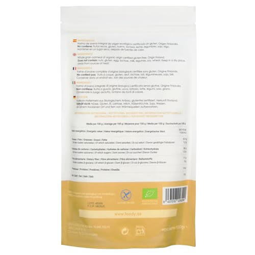 Miniatura 2 de Harina De Avena Integral Y Neutra, Bio Sin Gluten Y Sin Azúcar - Ecológica Sin Sabor, Ideal Para Repostería Y Recetas Fitness - Vegana 500gr