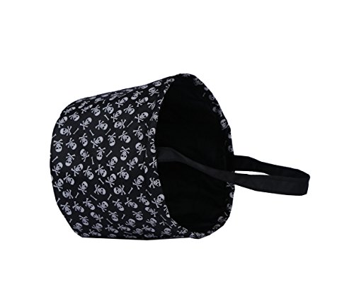 E-FirstFeeling Halloween Bags Trick or Treat Bags Halloween Basket Candy Gift Bucket Tote Bag - Black Skull - Thumbnail 2