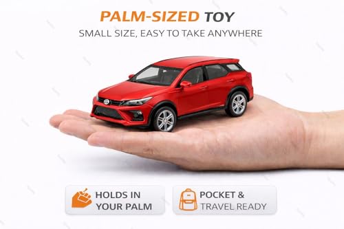 Image of 1:36 Scale Fortuner Toy Car - Toyota Die-Cast Mini Metal Pull Back SUV with Openable Doors, Lights & Music - Alloy Model Vehicle for Kids, Boys & Collectors【Red】
