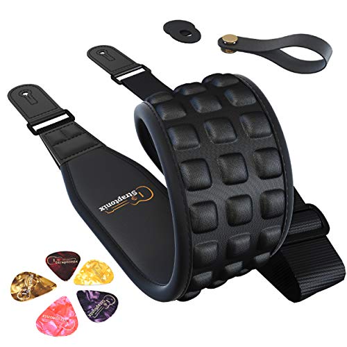 Ultimate Guitar Strap Kit | Premium Electric, Bass, Acoustic Guitar Strap - Soft & Durable Neoprene Guitar Strap w/ 2 Strap Retainers, Strap Button & 5 Guitar Pick Set - Adjustable Strap for Musicians