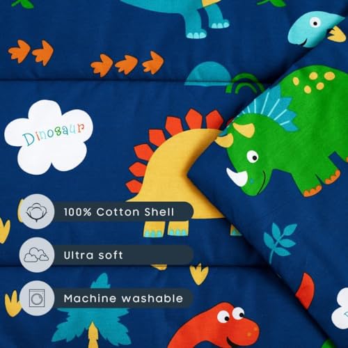 Image of Wake In Cloud - Toddler Nap Mat with Pillow and Blanket, 100% Cotton Fabric, for Kids Boys Ages 3 Plus in Daycare Kindergarten Preschool, Roll Up Sleeping Bag, Cute Dinosaurs
