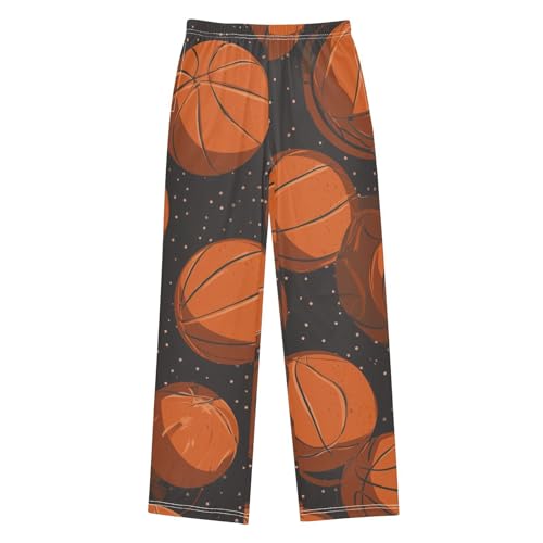 ZZXXB Retro Basketball Print Boys Long Pants Soft Trousers Elastic Waist Kids Lounge Bottoms with Pockets S-XL