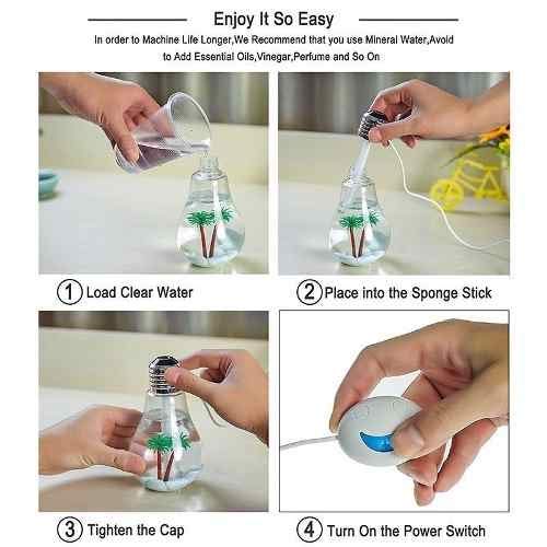 UMIDIFICADOR AROMATIZADOR DE AR PORTATIL MINI COM LUMINARIA LUZ LED USB AUTOMOTIVO E CASA