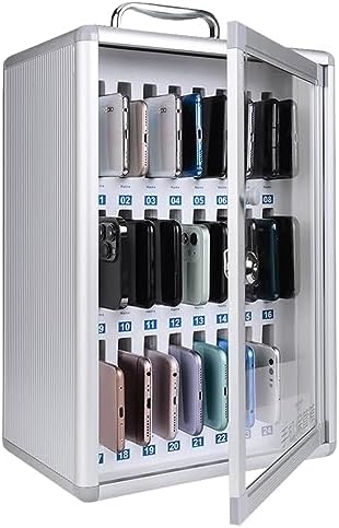 Aluminum Alloy Phone Storage Cabinet with 24 Slots - Secure Cell Phone Lock Box for Meeting Rooms & Offices - Mobile Device Storage Locker for Staff