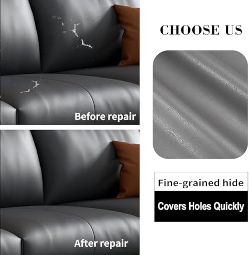 Lifeshoon Leather Repair Patch, 17X79 Inch Self Adhesive Leather Repair, Large Vinyl Patch Tape for Couches, Furniture, Car Seats, Cabinets, Wall, Handbags （Grey, 17X79 Inch） by Lifeshoon - Image 4