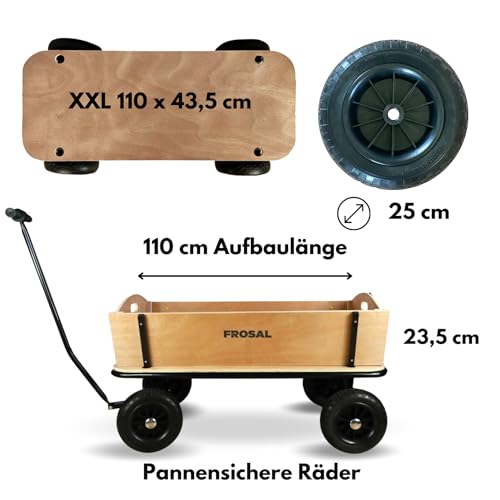 Bollerwagen aus Holz Frosal Jörn Handwagen XXL für Transport