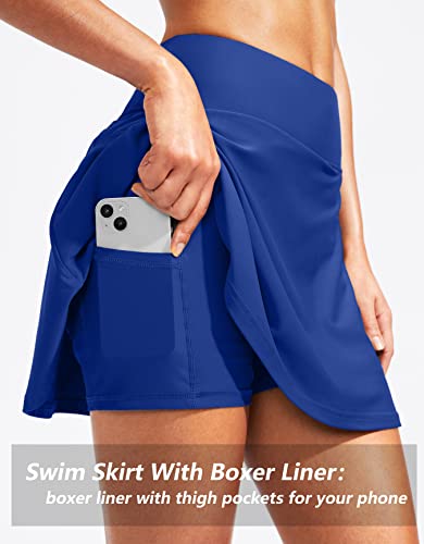 Image of Kayrth Women's High Waisted Swim Skirt with Zipper Pockets Tummy Control Bathing Suit Swimsuit Tankini Bottoms