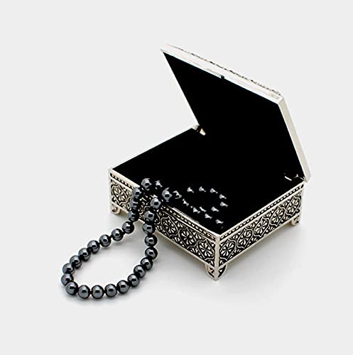 Personalized 4 Inch jewelry box - Antique Design - Engraved keepsake box - Silver trinket box (Front NH Script) - Image 8