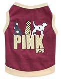 Oasis Plus Pink Dog Printed Brown 100% Cotton Pet T-Shirt Vest Costume Clothes for Small Female Male