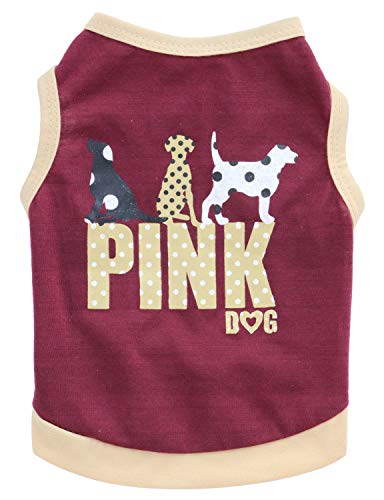 Oasis Plus Pink Dog Printed Brown 100% Cotton Pet T-Shirt Vest Costume Clothes For Small Female Male Dogs Cats Rabits #TOP7