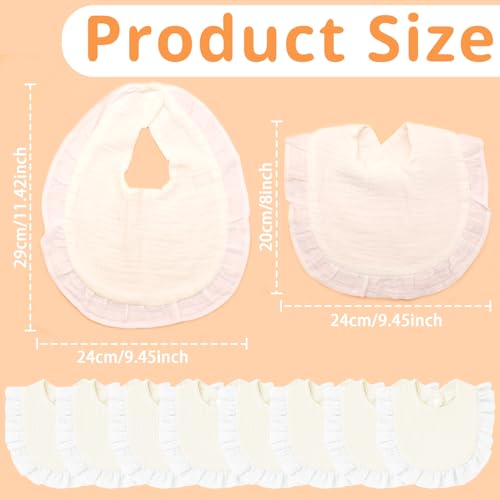 8 Pack Baby Drool Bibs Set - Soft Muslin Bandana Bibs with Flounce Lace & Adjustable Snap2