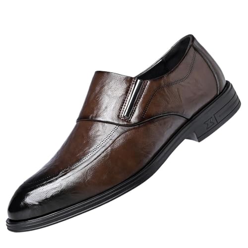 Comfortable Slip-On Leather Oxford Dress Shoes for Men Business Formal Round Toe Non Slip Loafers Wedding Office Shoes for Men