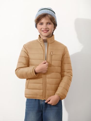 Haloumoning Boys Zip Up Puffer Jacket Kids Winter Lightweight Quilted Coat Outerwear with Pockets 5-14 Years2