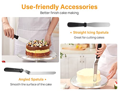 Kootek 35 Pcs Cake Decorating Kit Supplies, 12 Inch Cake Turntable, Baking Supplies Aluminium Alloy Revolving Cake Stand, 2 Icing Spatula, 3 Icing Smoother, 24 Piping Tips, 2 Pastry Bag, Frosting Tool #TOP3