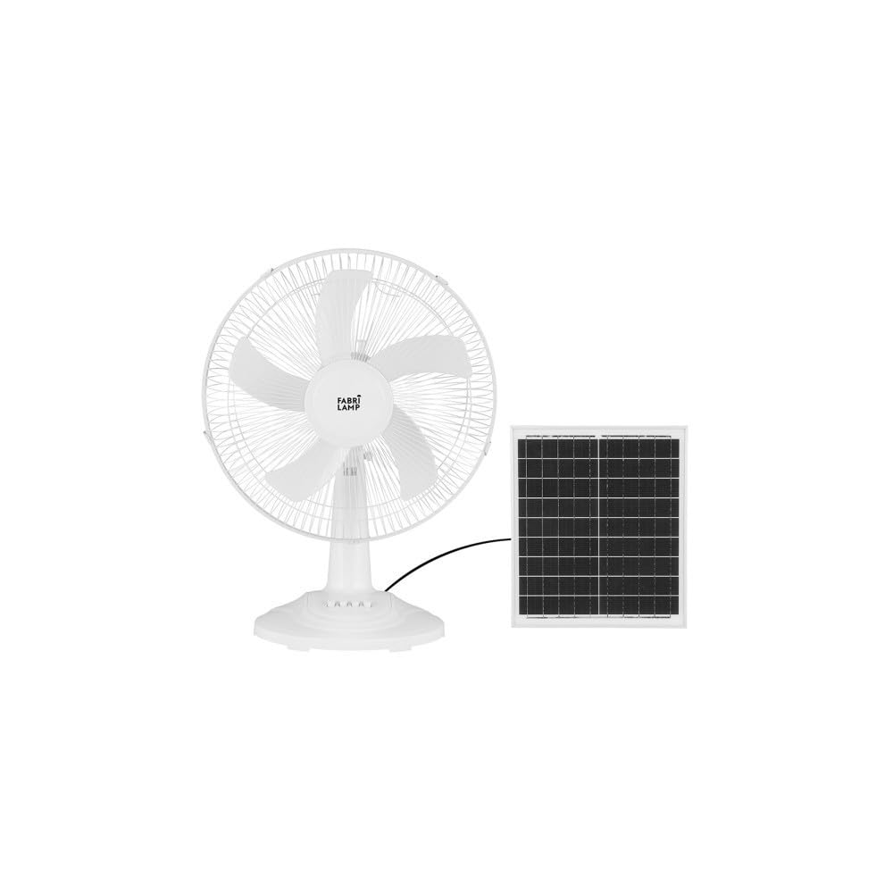 Ventilador DC Sobremesa Solar Abanico Blanco 20w 3velocidades 5 Asp.blancas 63x43x30,5cm 4,20m De Cable