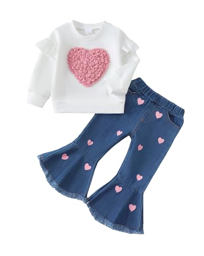 Image of Renotemy Toddler Baby Girls Clothes Infant Girl Outfits Ruffle Sleeve Tops Pants Clothing Sets for Girls