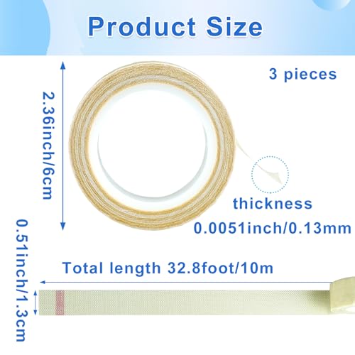 Image of 3 Rolls Low Friction Drawer Slide Tape - Teflon Tape Curtain Glide Tape Abrasion Resistance - 1 /2 Inch X 33 Ft