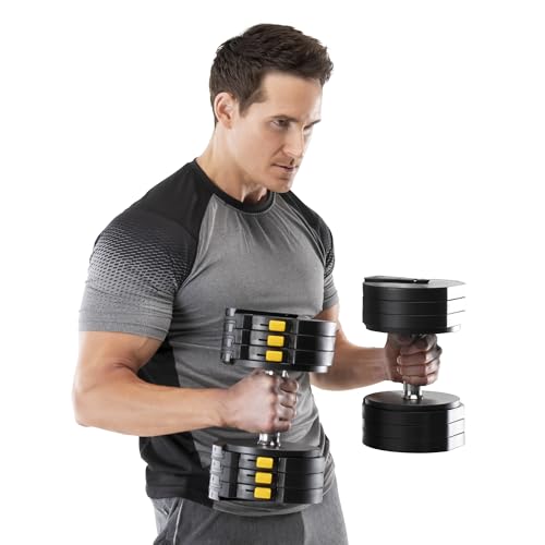 Image of Marcy Adjustable Dumbbell System - 6-in-1 Free Weights for Home Gym, 50 lbs Single or 100 lbs Pair Options for Strength Training