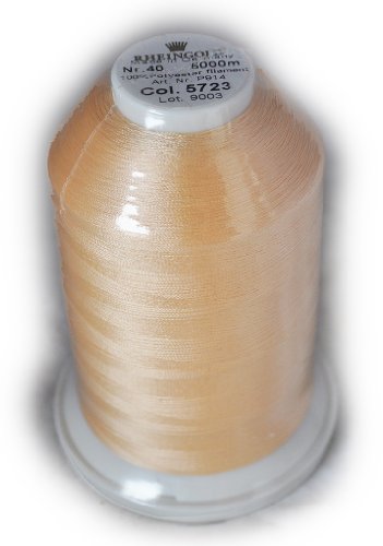 Hilo de Poliéster Rheingold No. 40 Amarillo Pálido, Cono Comercial para Bordado, 5000 m