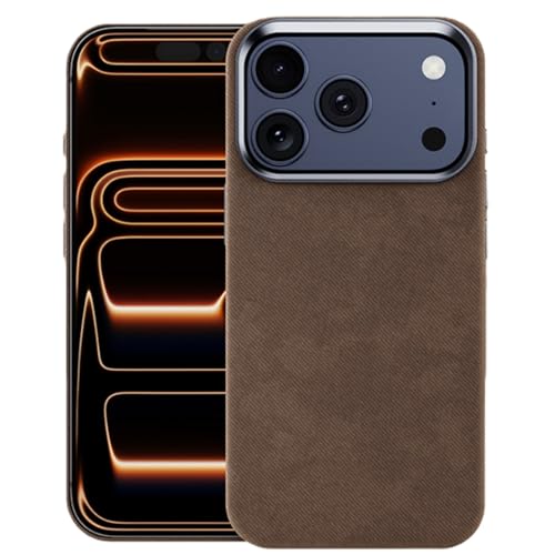 Coque iPhone 17 Pro Max en flanelle façon cuir marron, l'élégance magnétique premium