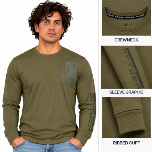 Image of Spyder Mens Long Sleeve T Shirt - Lightweight Crewneck Graphic Tee